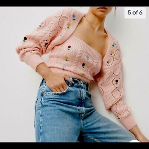 Zara pink knit arm warm and tube top